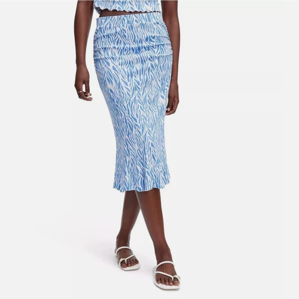 NWT A-Line Sea Twig Blue Midi Skirt Diane Von Furstenberg for Target Size L or M
